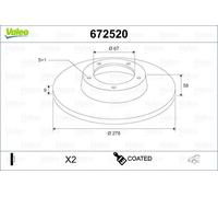 2x VALEO 672520 Bremsscheibe für MERCEDES-BENZ
