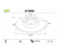 2x Valeo 673090 Bremsscheibe für VW SEAT AUDI POLO JETTA GOLF PASSAT DERBY 16