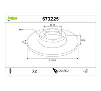 2x Valeo 673225 Bremsscheibe für TOYOTA GT 86 ZN6