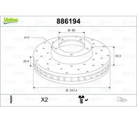 2x VALEO 886194 Bremsscheibe für CITROËN PEUGEOT