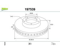 Valeo Bremsscheibe 197539, vorne belüftet, 296 mm, für Renault Grand Scenic, Laguna, Megane