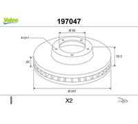 VALEO Bremsscheibe vorne rechts links belüftet 247mm für PEUGEOT CITROËN TOYOTA JAC 197047