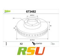 Valeo Bremsscheibe 673482 – vorne rechts/links belüftet 276 mm für Mercedes‑Benz