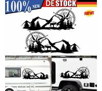 2X Wohnwagen Wohnmobil Caravan Camper Auto Berge Wald Landschaft Aufkleber DE!