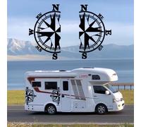 2X Wohnwagen Wohnmobil Caravan Windrose Kompass Landschaft Aufkleber