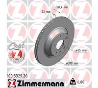 2x ZIMMERMANN 100.3329.20 Bremsscheibe für AUDI