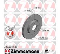 2x ZIMMERMANN 230.2359.20 Bremsscheibe für ALFA ROMEO FIAT LANCIA