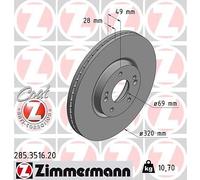 ZIMMERMANN Bremsscheibe 285.3516.20 für HYUNDAI KIA