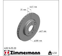 2x ZIMMERMANN Bremsscheibe COAT Z 400.1435.20