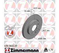 Bremsscheibe Vorderachse Zimmermann 400.3602.20