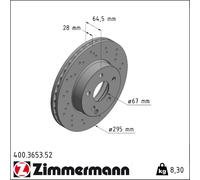 2x ZIMMERMANN Bremsscheibe SPORT COAT Z 400.3653.52