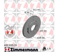 Bremsscheibe Vorderachse Zimmermann 600.3205.20