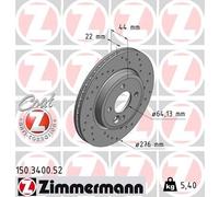 2x ZIMMERMANN Bremsscheibe 150.3400.52 für MINI