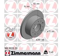 ZIMMERMANN Bremsscheibe COAT Z 180.3020.20 hinten rechts/links voll 280 mm für Citroën/Fiat/Peugeot
