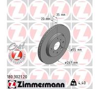 ZIMMERMANN Bremsscheibe 180302120 Vorderachse außenbelüftet 247mm 20mm für Citroën/Peugeot TOYOTA