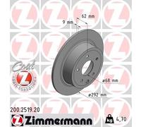 ZIMMERMANN Bremsscheibe COAT Z hinten rechts links voll 292mm für NISSAN (DFAC) 200.2519.20