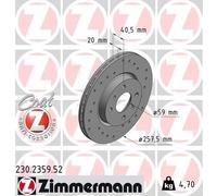 2x ZIMMERMANN Bremsscheibe 230.2359.52 für ALFA ROMEO FIAT LANCIA