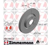 ZIMMERMANN Bremsscheibe 280.3189.20 COAT Z innenbelüftet 293 mm für Honda