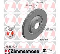 2x ZIMMERMANN Bremsscheibe 285.3531.20 für HYUNDAI KIA