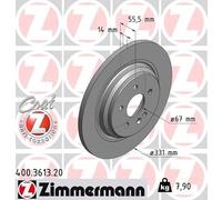 ZIMMERMANN Bremsscheibe 400.3613.20 COAT Z voll 331 mm hinten rechts/links für Mercedes‑Benz