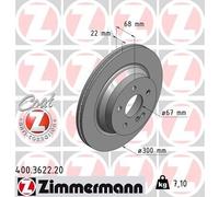 Zimmermann Bremsscheibe 400.3622.20 COAT Z innenbelüftet 300 mm hinten für Mercedes-Benz