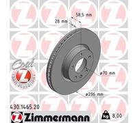 2x ZIMMERMANN Bremsscheibe 430.1465.20 für OPEL