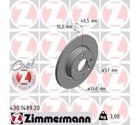 2x ZIMMERMANN Bremsscheibe 430.1489.20 für OPEL