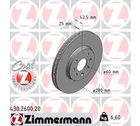 2x ZIMMERMANN Bremsscheibe 430.2600.20 für OPEL