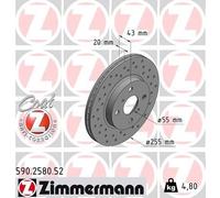 2x ZIMMERMANN Bremsscheibe 590.2580.52 für TOYOTA