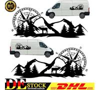 2X140cm Wohnwagen Wohnmobil Caravan Camper Auto Berge Wald Landschaft Aufkleber