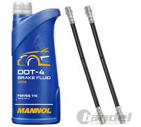 2xBREMSSCHLAUCH HINTERACHSE+1L MANNOL DOT 4 passend für VW T5 7HM 7HF 7EM