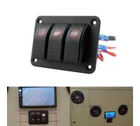 3 Gang Rot LED Schalttafel DC 12V/24V Ein/Aus Schalter Schaltpanel für Boot Auto