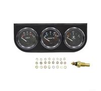 3-in-1 Auto KFZ Dreifach-Anzeigen-Set mit 52 mm Ölmanometer, Voltmeter und Wassertemperaturanzeige für 12V Fahrzeuge, ABS Metallgehäuse, einfache Installation, schwarz-weiß(D)