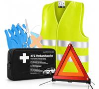 3 in 1 Pannenset 2027 - Auto Erste Hilfe Set mit Warndreieck, Warnweste & Verbandskasten - KFZ Autozubehör nach aktueller Norm geprüft (3 in 1 - KFZ SET)