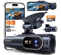 3-Kanal 4K dashcam Auto und Rückfahrkamera, kabellose 4K-Dashcam für Autos, 4K+1080P+1080P Auflösung, integriertes Wi-Fi & App, G-Sensor, Nachtsicht, inkl. 64GB SD-Karte