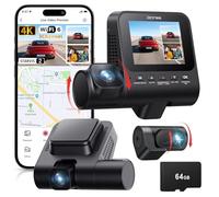 3-Kanal Dashcam Auto Kabellos 360° Kamera für Auto - 4K Front, 1080P Innen & Hinten mit STARVIS 2 Nachtsicht & HDR, WiFi 6 & GPS, 24h Parküberwachung mit G-Sensor, inkl. 64GB Karte