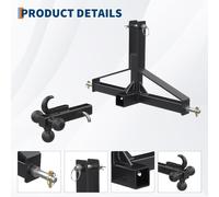 3-Punkt Zugmaul Kat.1 mit 2" Receiver, 3 Anhängerkugeln & Haken 10.000 lbs Stahl