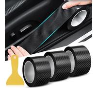 3 Rollen Schwarze Carbon Folie Auto Einstiegsleisten, Selbstklebend Auto Schutzfolie Lackschutzfolie, Einstiegsleisten Schutz Aufkleber, Autofolie für Kantenschutz Aufklebe Glänzend (5cm*10m/ Rollen)