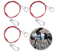 3 Stück AbreißSeil Anhänger 1 Meter Bremsseil Anhänger AbreißSeil mit Haken Ø 4 mm Robustes Abreißkabel, Tragbar,Stark und Stabil, für alle Arten von gebremsten Anhängern und Wohnwagen, Rot