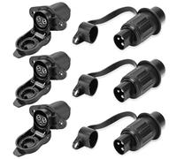 3 Stück Anhänger Stecker 3 Polig, Steckdose 12V Steckdose 3-Polig, Flach Dreipoliger Anhänger Steckdose, Wasserfester 3Poliger Stecker Steckdose Traktor, 3 Poliger Steckdose für KFZ LKW RV