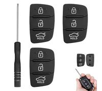 3 Stück Autoschlüssel Tastenfeld Gummi Kompatibel mit Hyundai i40 i30 i20 i10 ix20 ix35 Tucson Santa Fe, Schlüsselgehäuse Tastenfeld, 3 Tasten Gummi Ersatzpad für Fernbedienung Schlüsselgehäuse