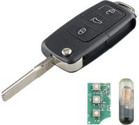 3 Tasten Autoschlüssel Gehäuse Ersatz mit Chip Batterie für VW Seat Golf