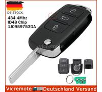3 Tasten Funk Schlüssel 434.4Mhz 1J0959753DA Für VW Golf Bora Passat Polo + Chip