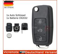 3 Tasten Klapp Schlüssel Gehäuse + Batterie für VW Passat Polo Golf 5 Seat Skoda