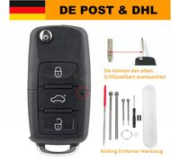 3 Tasten Klapp Schlüssel Gehäuse für VW Passat Polo Golf 5 Seat Skoda + Werkzeug