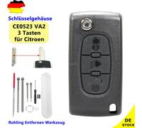 3 Tasten Klapp Schlüssel Gehäuse Rohling VA2 für Peugeot 307 Citroen C4 C5 C6