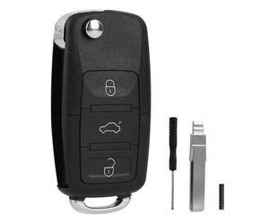 3 Tasten Schlüsselgehäuse für Volkswagen Fernbedienung Schlüssel Gehäuse Autoschlüssel Ersatzschlüssel mit Stahl Pin Removal Tool Nadelfeile für VW Golf Bora Passat Polo Jetta Sharan Touran Beattle