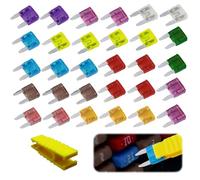 30 Stück Autosicherungen, 1 Stück Autosicherungszieher, Mini-Flachsicherungen, Kleine Auto-Flachsicherungen, 2A, 3A, 5A, 7,5A, 10A, 15A, 20A, 25A, 30A, 35A, 40A Kfz-Sicherungen