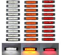30x Rot Gelbe Weiss Begrenzungsleuchten Seitenmarkierungsleuchten 6 LED 12V 24V Positionsleuchten für LKW, Anhänger, Wohnmobil, Wohnmobil, Pickup, Traktor, LKW, SUV, Boot