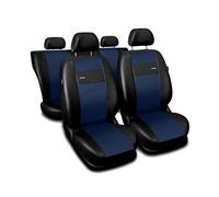 3er Set Saferide Autositzbezüge PKW universal | Auto Sitzbezüge Kunstleder Blau für Airbag geeignet | für Vordersitze und Rückbank | 1+1 Autositze vorne und 1 Sitzbank hinten teilbar 2 Reißverschlüsse